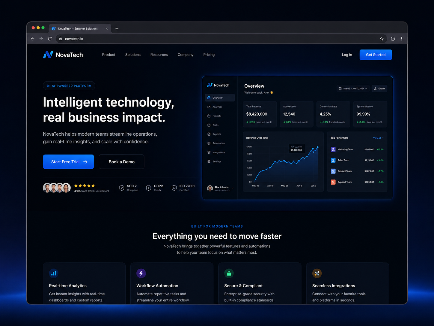 NovaTech website screenshot preview